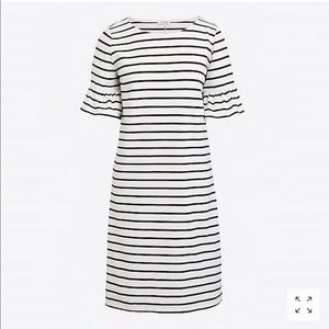 J.Crew navy/white stripe ruffle sleeve shift dress